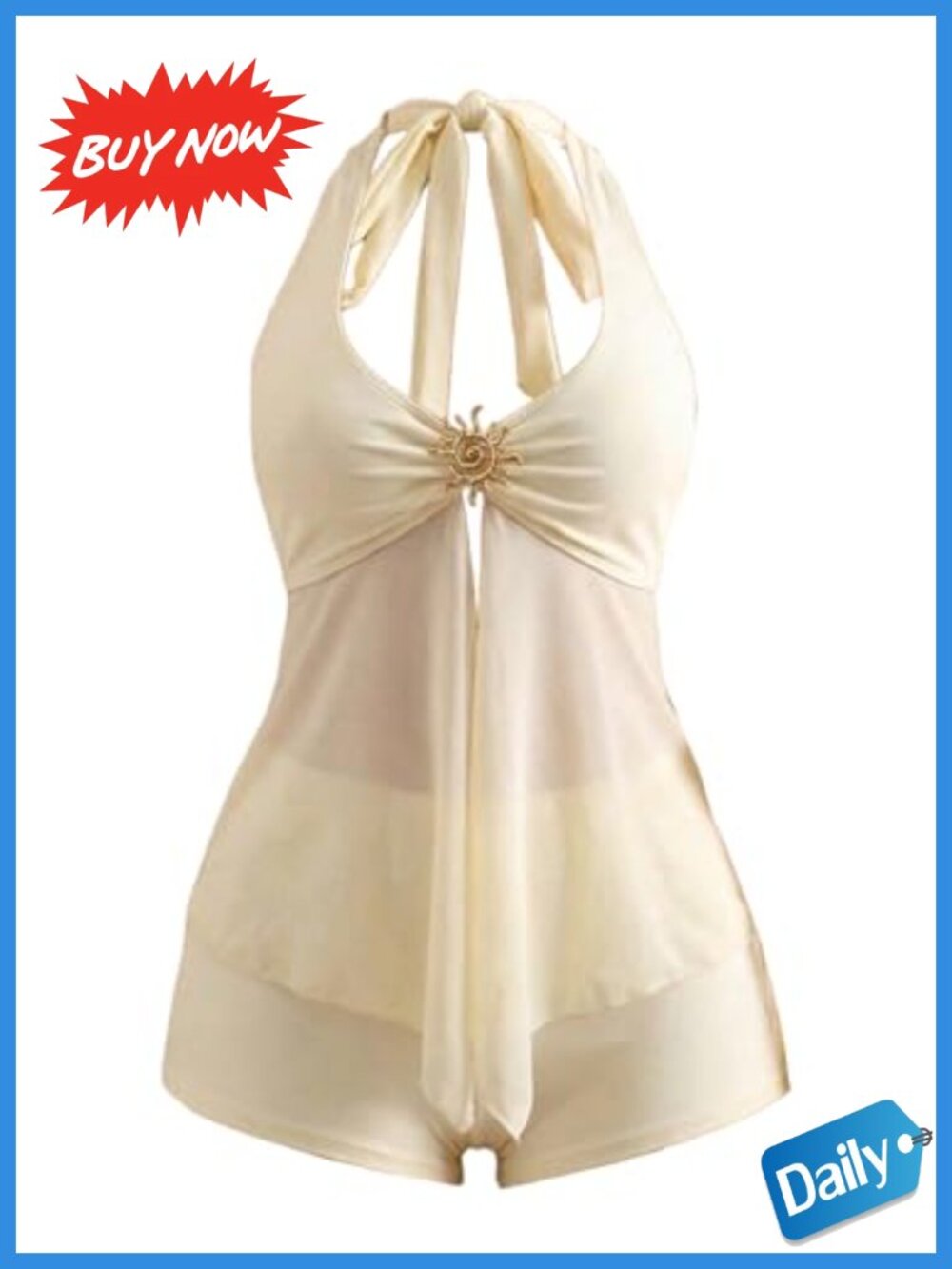 Women's 2 Piece Halter Tankini Swimsuit Set Peplum Top High Rise Shorts